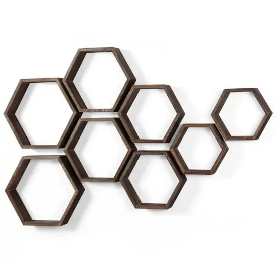 NEX&trade; Hexagon Honeycomb Floating Shelves Set Black {2}
