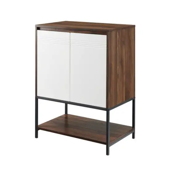 Walker Edison Dark Walnut/White 2 Door Accent Cabinet {1}
