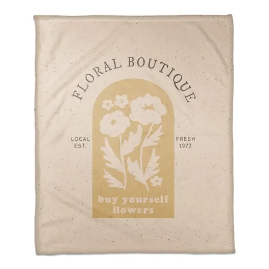 50" x 60" Floral Boutique Mod Sign Coral Fleece Blanket {1}