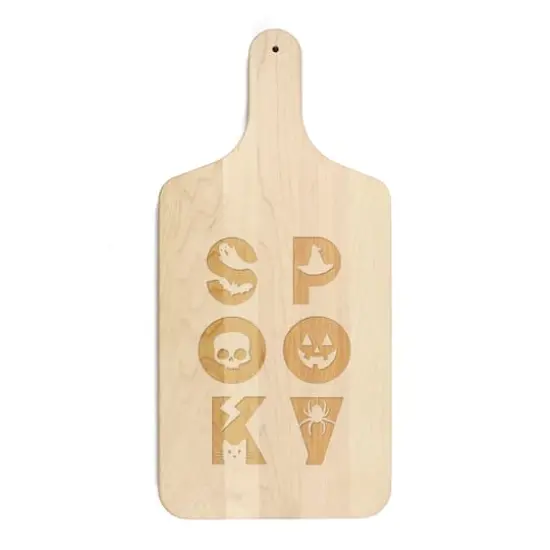 17" Spooky Icons Maple Paddle Cutting Board {1}