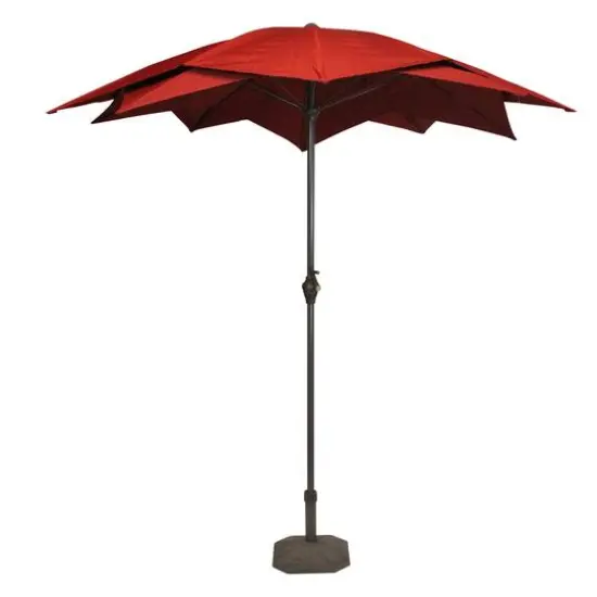 8.2ft. Burgundy Outdoor Patio Lotus Umbrella {1}