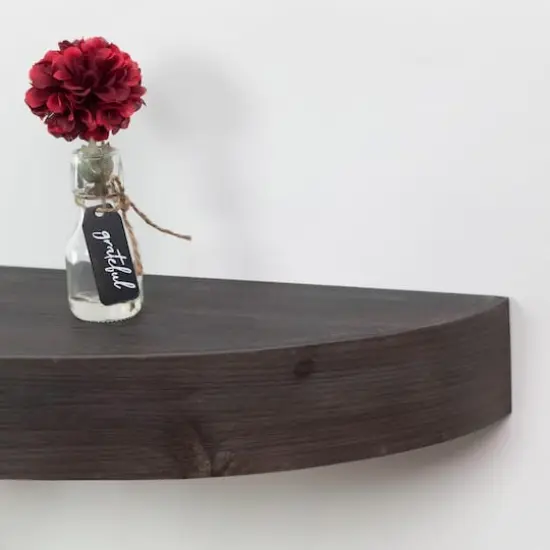 Large Black Round Wood Floating Wall Shelf {5}