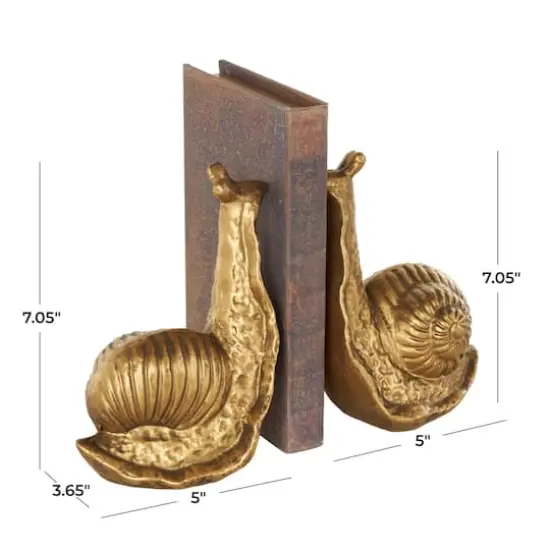 7" Gold Metal Snail Standing Bookends, 2ct. {6}