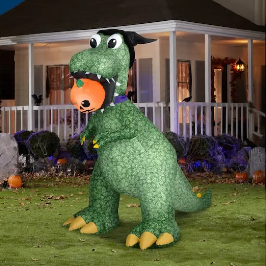 9ft. Airblown&reg; Animated Halloween Inflatable T-Rex with Jack-O'-Lantern {3}