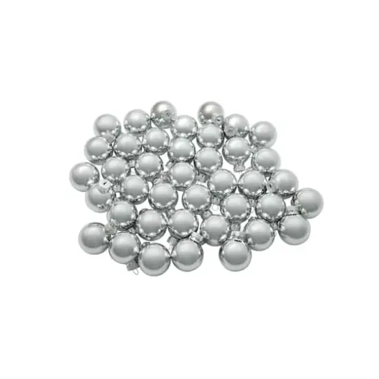Whitehurst 40ct. 1.25" Glossy Glass Ball Ornaments Silver Shiny {3}