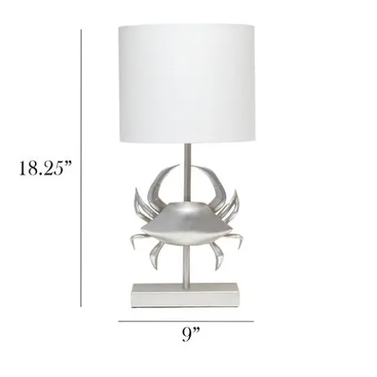 Simple Designs™ 18" Brushed Nickel Pinching Crab Table Lamp with White Shade {4}