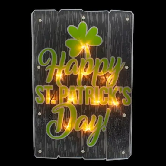 17" Green & Black Happy St.Patrick's Day Lighted Window Silhouette Decoration {1}