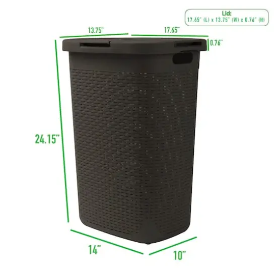 Mind Reader 60L Hamper Laundry Basket with Cutout Handles Brown {4}