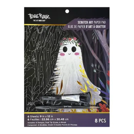 Brea Reese&trade; 9" x 12" Glam Ghosts Scratch Art Paper Pad {1}