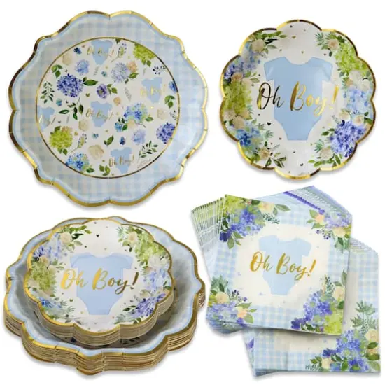 Kate Aspen&reg; Blue Baby Shower Onesie Floral Tableware Set {1}