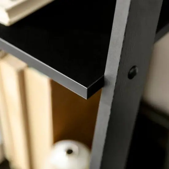 Walker Edison 55" Black Modern Ladder Bookshelf {5}