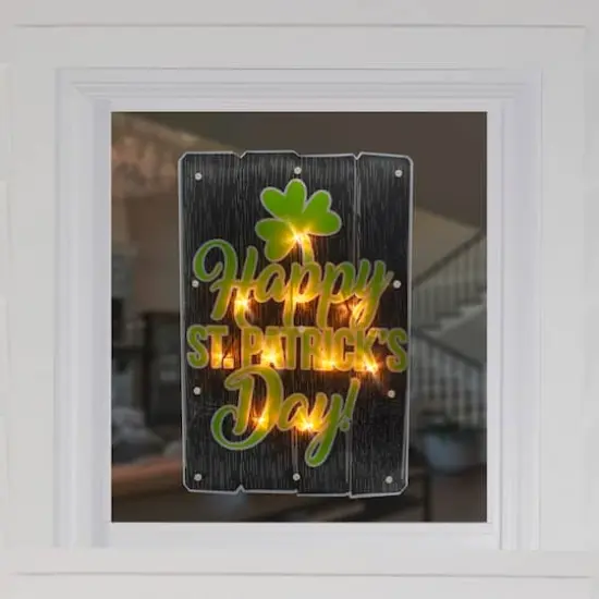 17" Green & Black Happy St.Patrick's Day Lighted Window Silhouette Decoration {4}