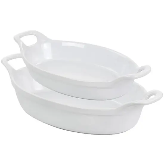 Martha Stewart White Oval Stoneware Baker Set {4}