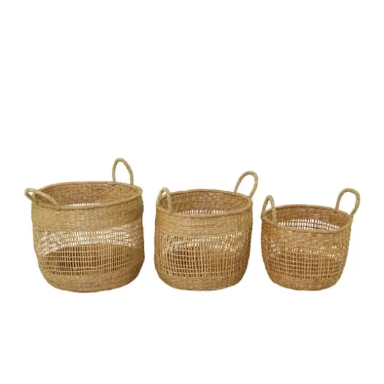 Brown Seagrass Bohemian Storage Baskets, 3ct. {5}