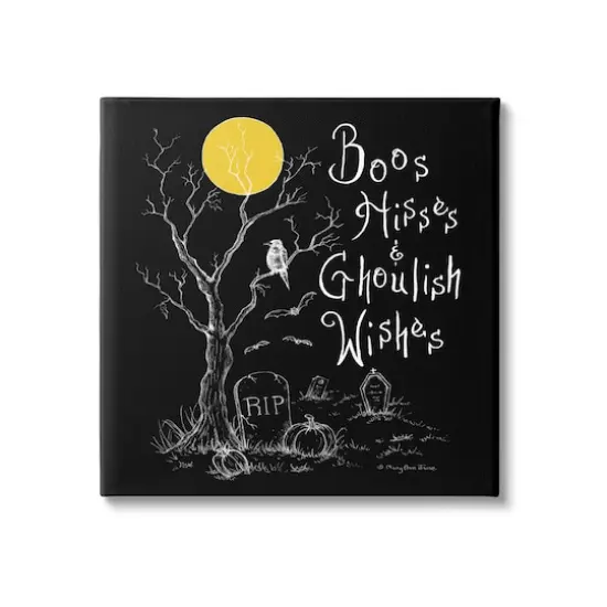 Stupell Industries Spooky Dark Halloween Phrase Canvas Wall Art {1}