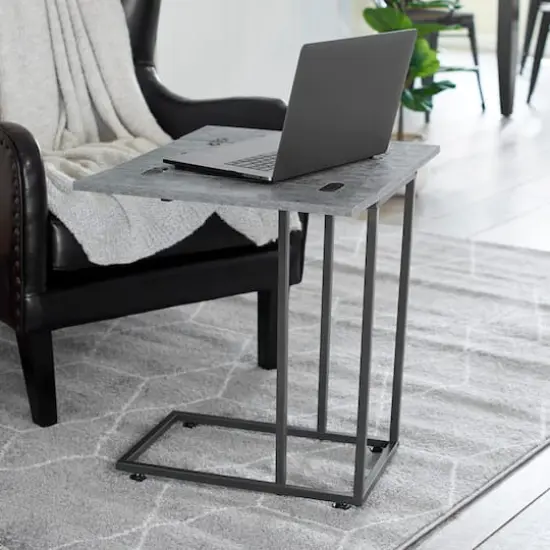 Household Essentials Jamestown Extendable C-Shaped End Table Gray {3}