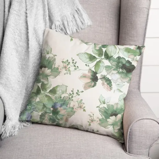 Classic Watercolor Flowers 18" x 18" Throw Pillow {4}