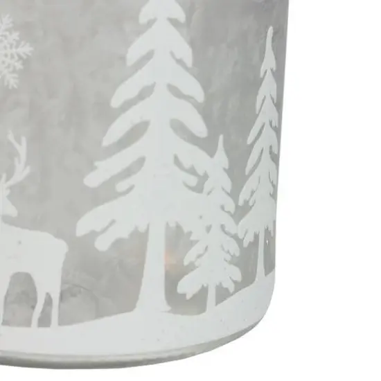 10" Clear Winter Scene Christmas Pillar Candle Lantern {8}