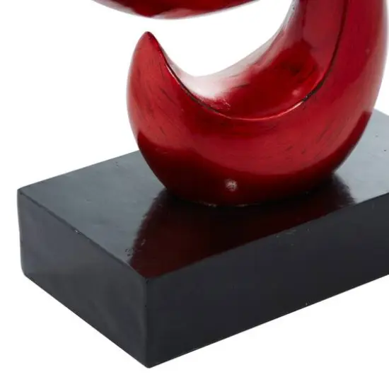 33" Red Polystone Contemporary Abstract Sculpture {7}