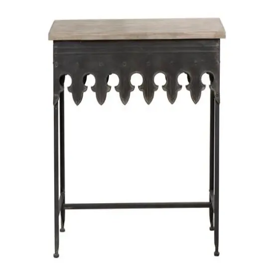 Hello Honey&reg; 36" Rustic Farmhouse Metal Console Table with Solid Wood Top Distressed Gray {6}