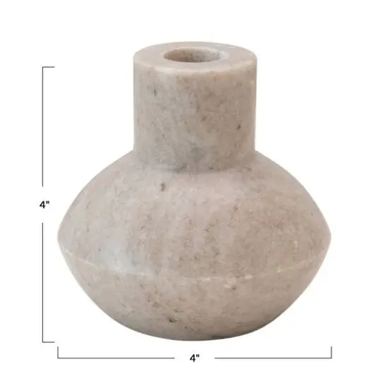 Hello Honey&reg; 4" Beige Marble Taper Holder {5}