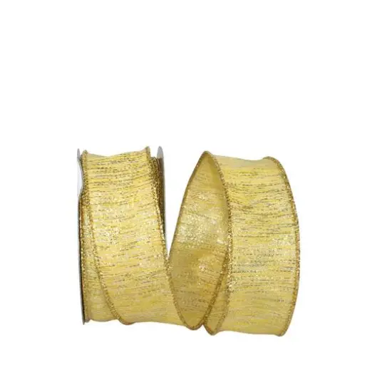 JAM Paper 1.5" x 10yd. Lam&eacute; Dupioni Wired Ribbon Gold {1}