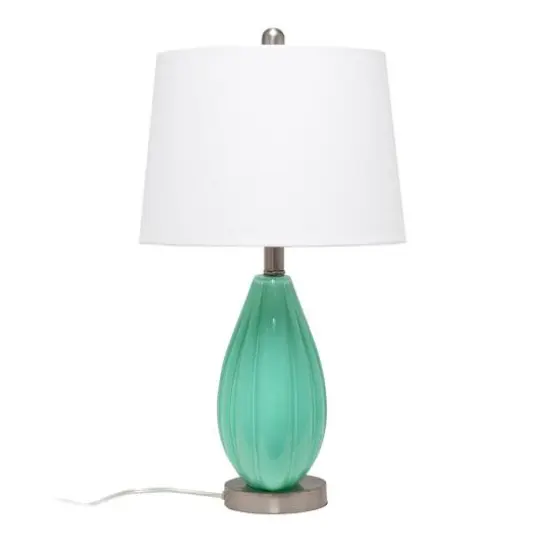 Lalia Home 23" Pleated Table Lamp with White Fabric Shade Seafoam and White {10}