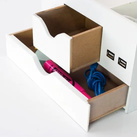 American Art D&eacute;cor&trade; 3-Tier White Desk Organizer with USB Port {5}