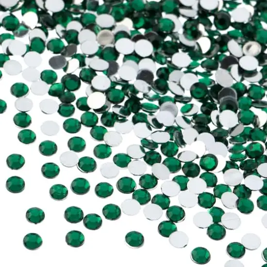 John Bead Acrylic Round Flat Back Rhinestones, 4mm Green {1}
