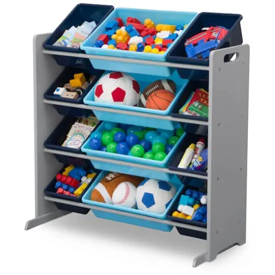 Kids Storage Organizer With 12 Plastic Bins Blue {4}