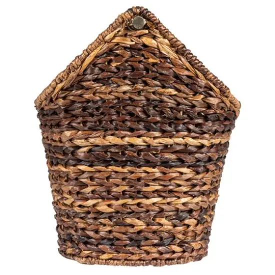 Hello Honey&reg; 16" Bankuan Braided Oval Toilet Paper Basket with Wood Bar Dark Brown {5}