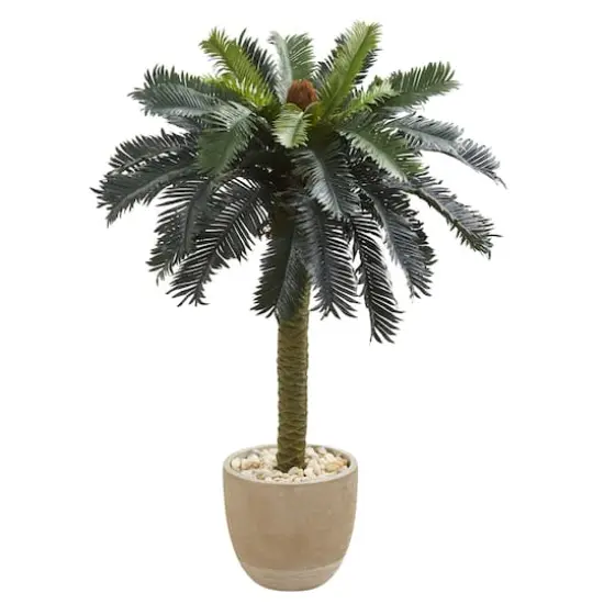 3.5ft. Sago Palm Artificial Tree in Sandstone Planter {1}