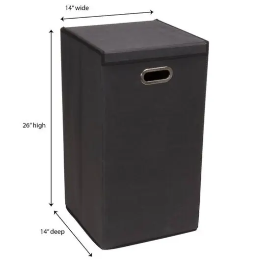 Household Essentials 26" Laundry Hamper with Lid Black {6}