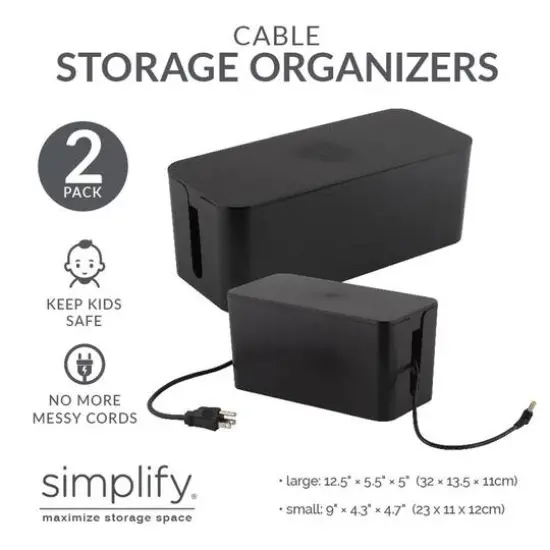Simplify Black Cable Organizer Boxes, 2ct. {16}