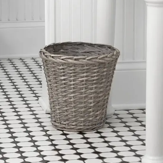 Household Essentials 7" Woven Wicker Waste Basket Gray {4}