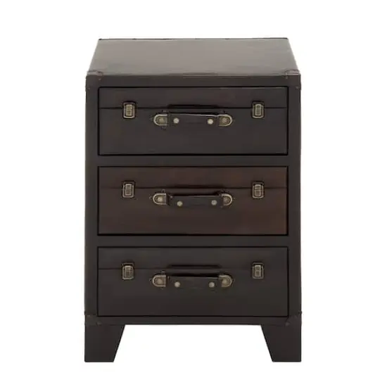 Dark Brown Wood 3-Drawer Traditional Cabinet {1}