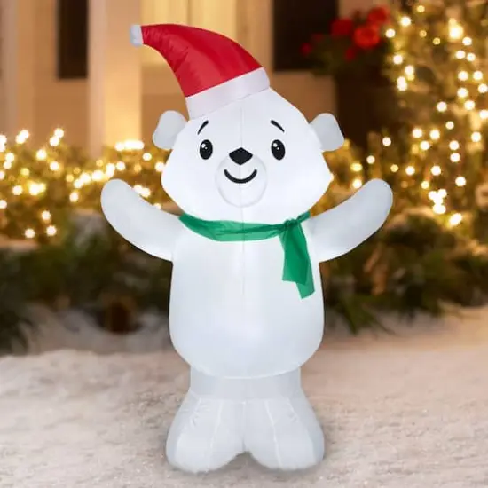 4ft. Airblown&reg; Inflatable Christmas Polar Bear {3}