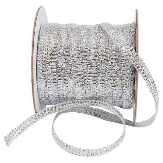 JAM Paper 1/4" Metallic Pull Bows, 50yd. Silver {1}