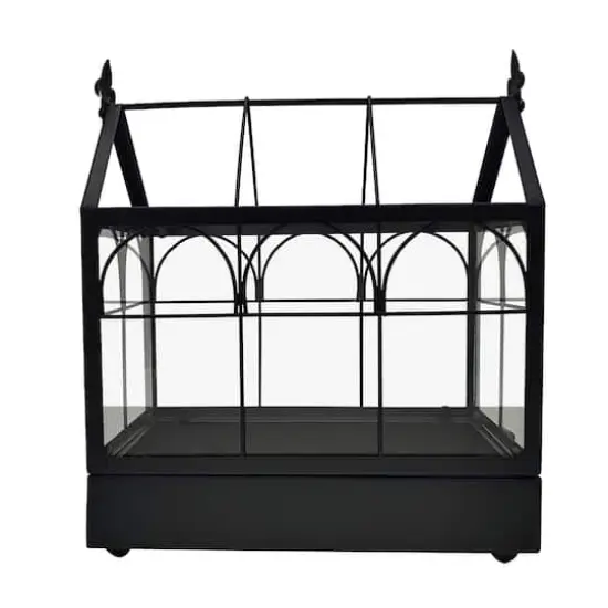 11" Black Glass & Metal Greenhouse Terrarium by Ashland&reg; {4}