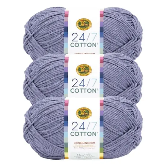 3 Pack Lion Brand&reg; 24/7 Cotton&reg; Yarn Blue Gray {1}