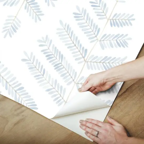 RoomMates Blue Cat Coquillette Leaflets Peel & Stick Wallpaper {7}