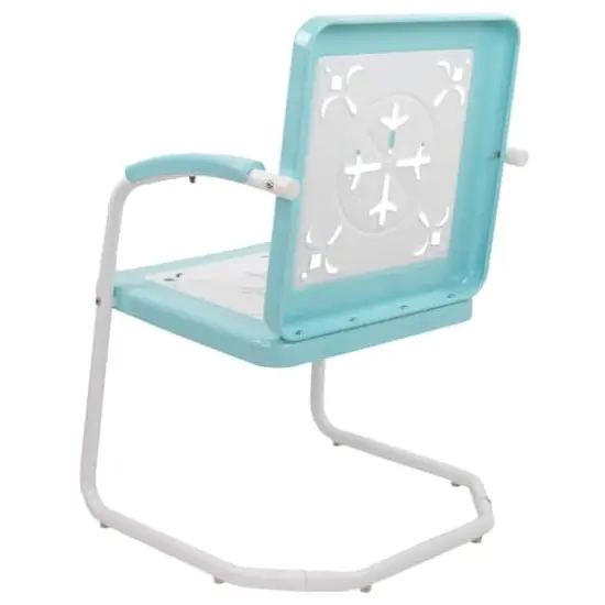 35" Square Outdoor Retro Tulip Armchair Blue {5}