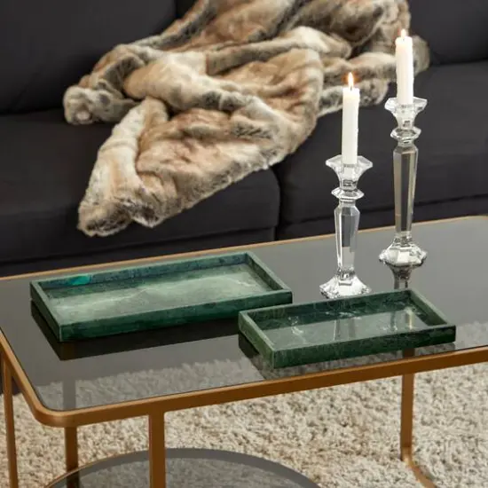 CosmoLiving by Cosmopolitan Green Marble Tray Set {3}