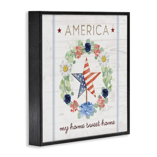 Stupell Industries America My Sweet Home Daisy Wreath Framed Giclee Art Black {4}