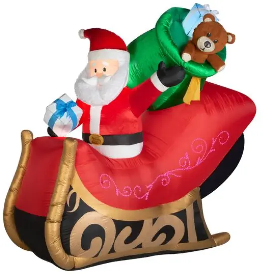 6.5ft. Airblown&reg; Inflatable Christmas Lightshow Mixed Media Santa's Sleigh {1}