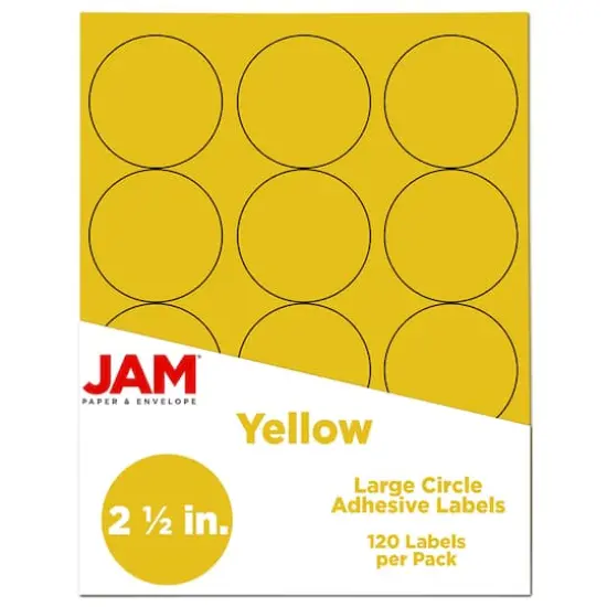 JAM Paper 2.5" Circle Product & Container Labels, 120ct. Yellow {1}