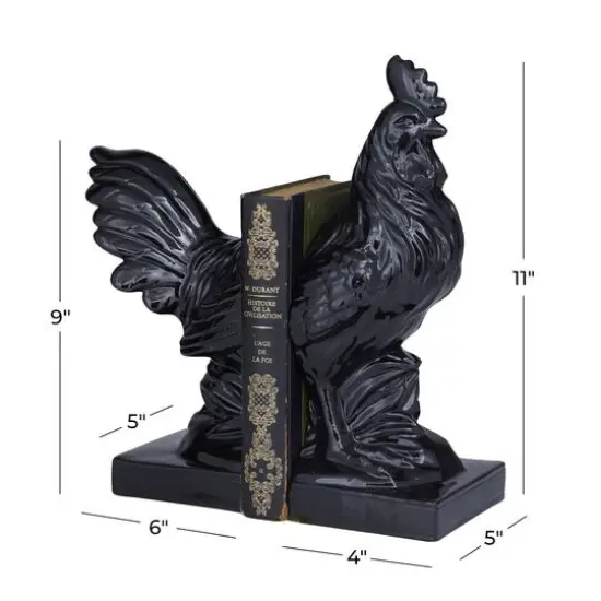 Modern Rooster Farmhouse Dolomite Bookend Set {7}
