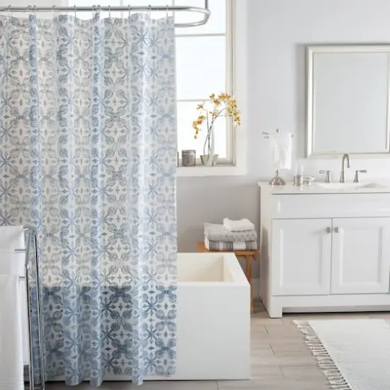 Bath Bliss Blue Lisbon Design PEVA Shower Curtain {3}