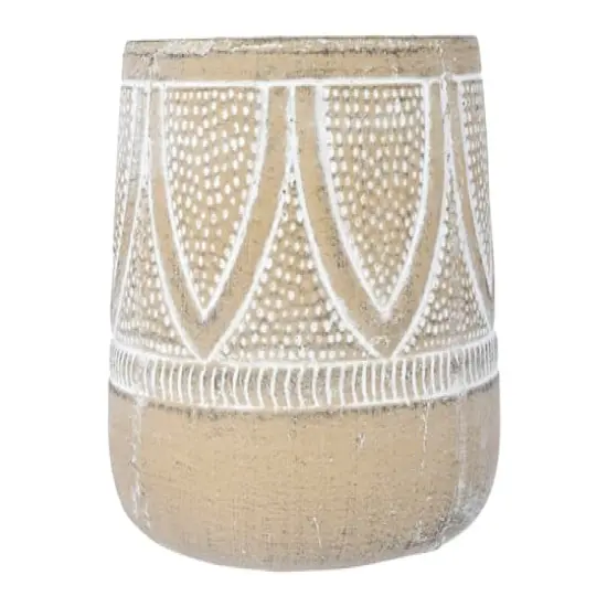 Hello Honey&reg; 6" Whitewash Finish Embossed Terra Cotta Planter {1}