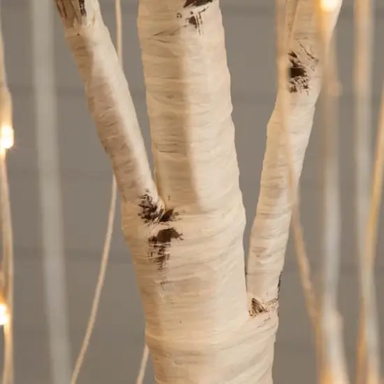 6ft. Pre-Lit White Weeping Willow Artificial Christmas Tree, Warm White LED Lights {4}